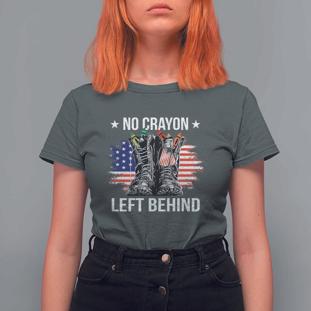 No Crayon Left Behind T Shirt For Women Corps Squad Military Our Marine Troop Combat Boots - Wonder Print Shop