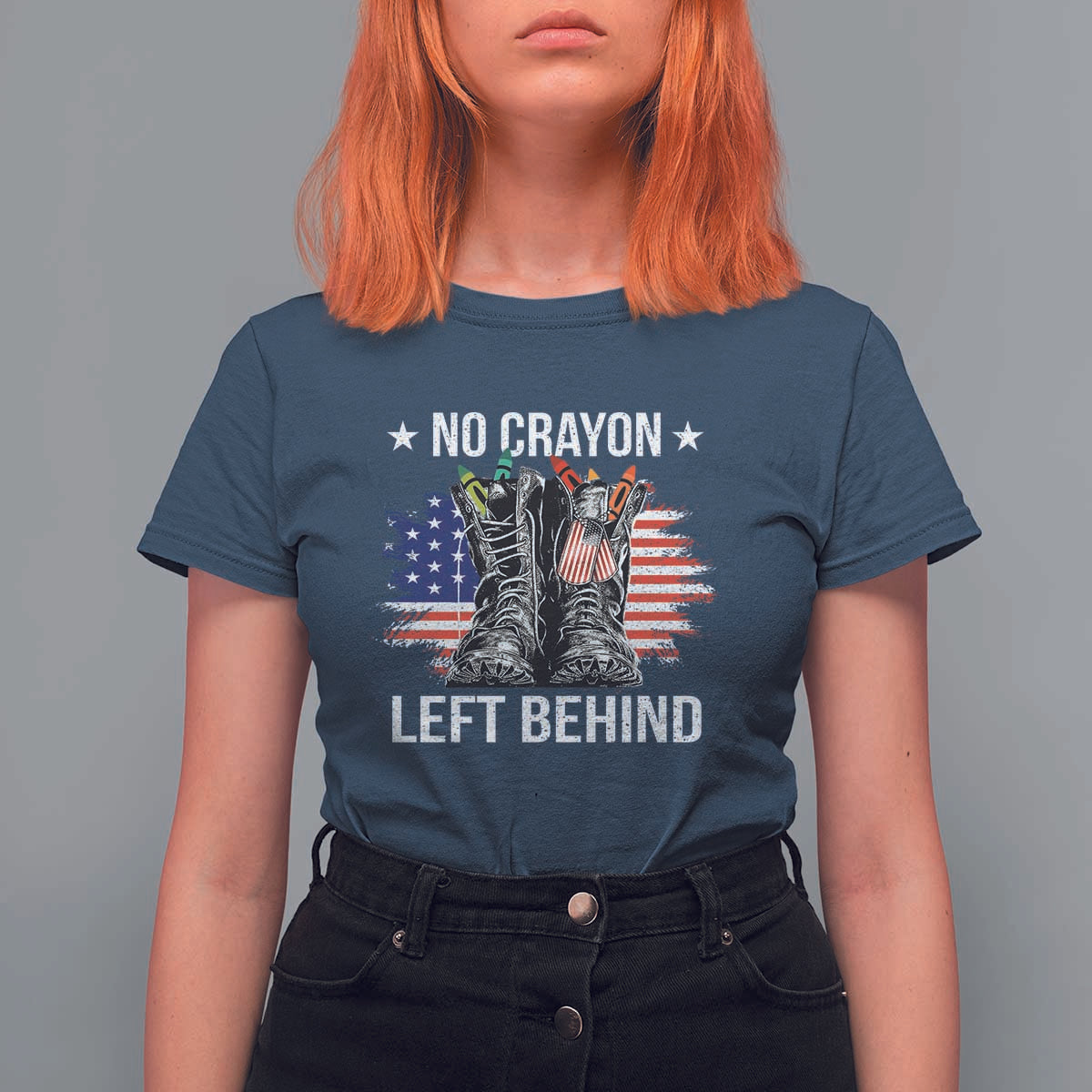 No Crayon Left Behind T Shirt For Women Corps Squad Military Our Marine Troop Combat Boots - Wonder Print Shop