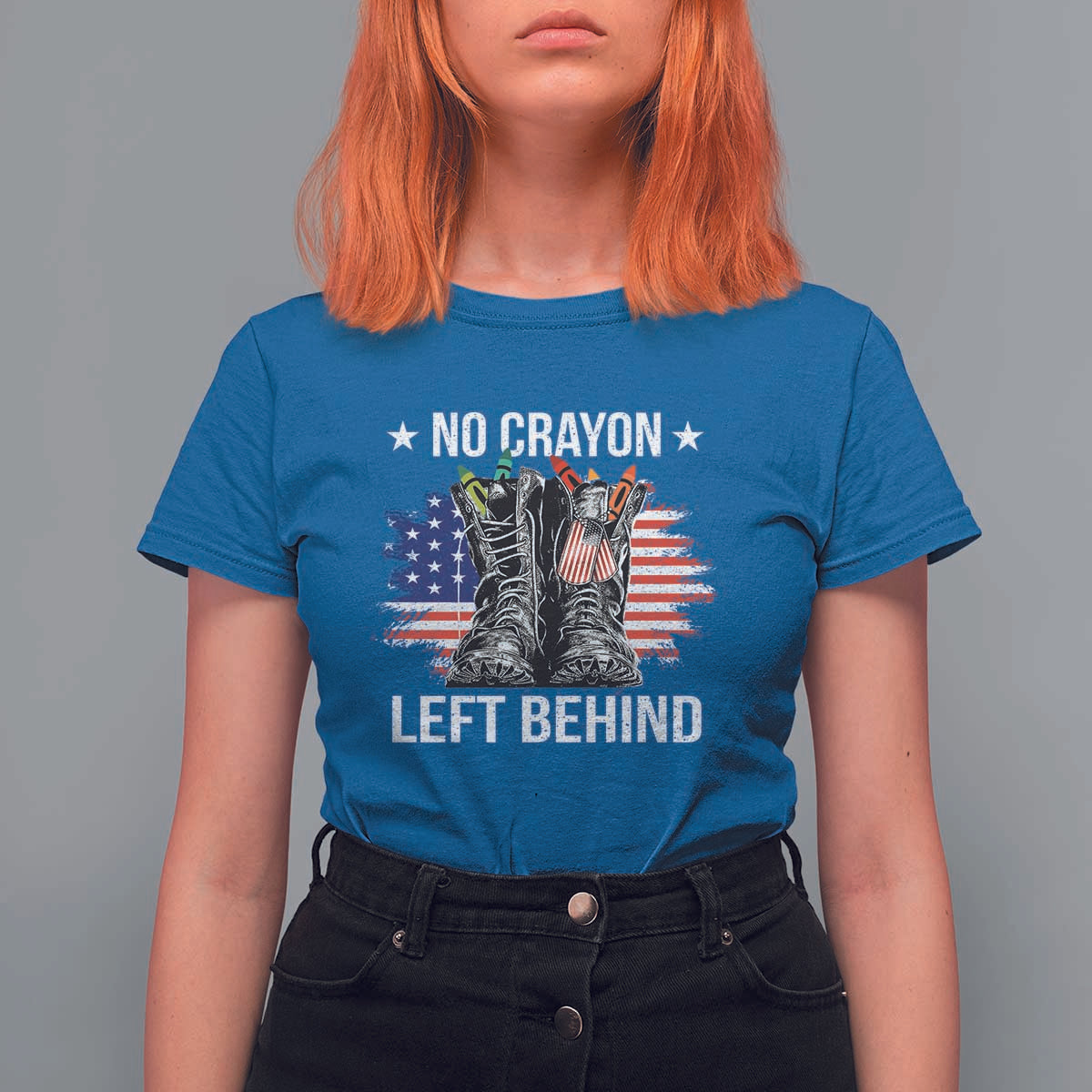 No Crayon Left Behind T Shirt For Women Corps Squad Military Our Marine Troop Combat Boots - Wonder Print Shop