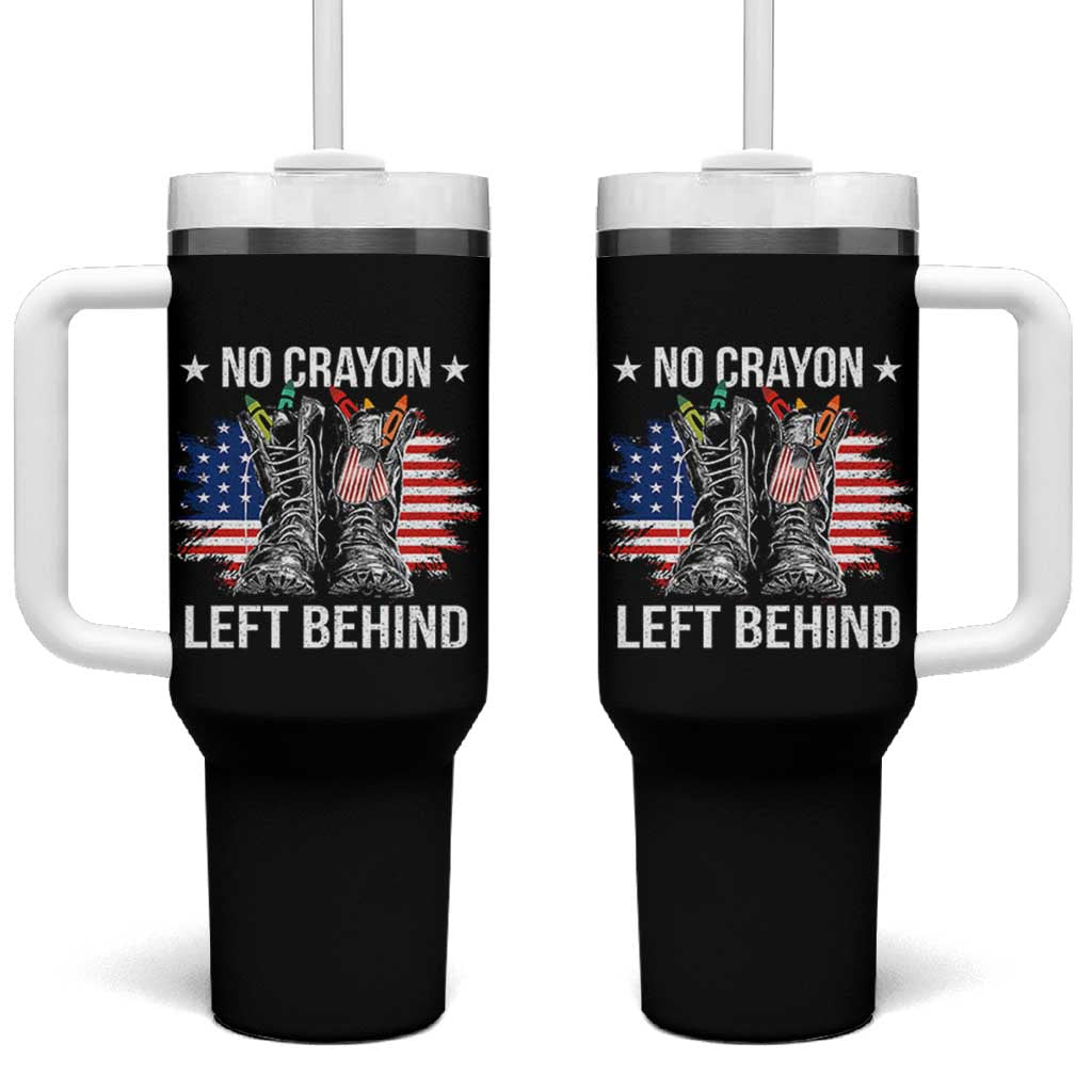 No Crayon Left Behind Tumbler With Handle Corps Squad Military Our Marine Troop Combat Boots - Wonder Print Shop
