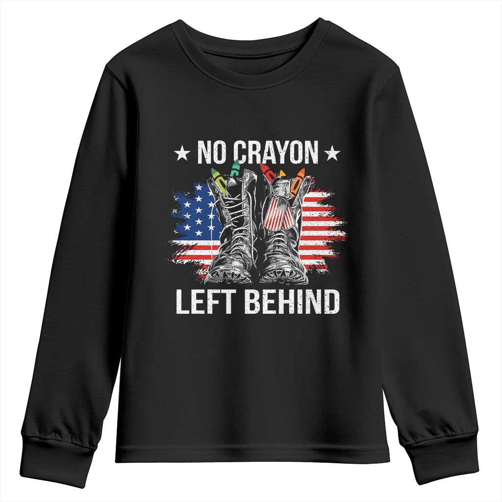 No Crayon Left Behind Youth Sweatshirt Corps Squad Military Our Marine Troop Combat Boots - Wonder Print Shop