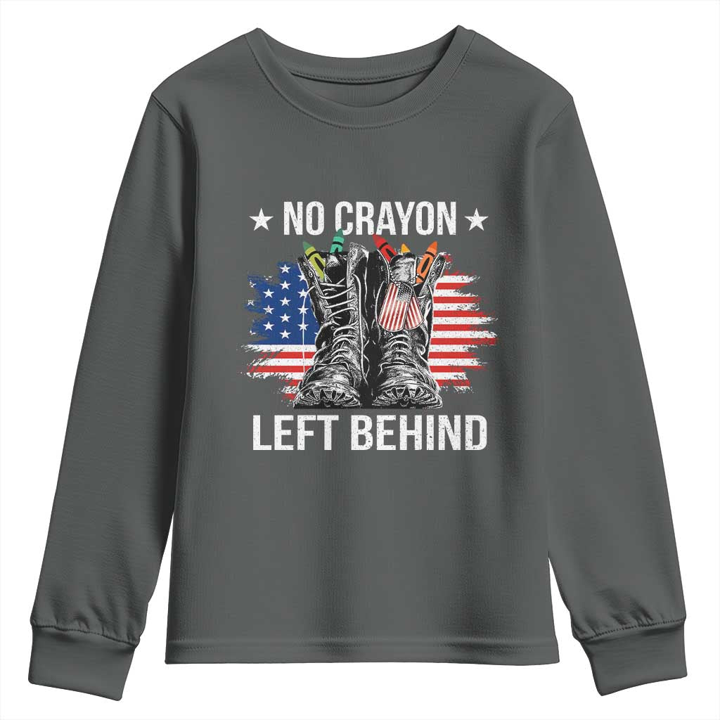No Crayon Left Behind Youth Sweatshirt Corps Squad Military Our Marine Troop Combat Boots - Wonder Print Shop
