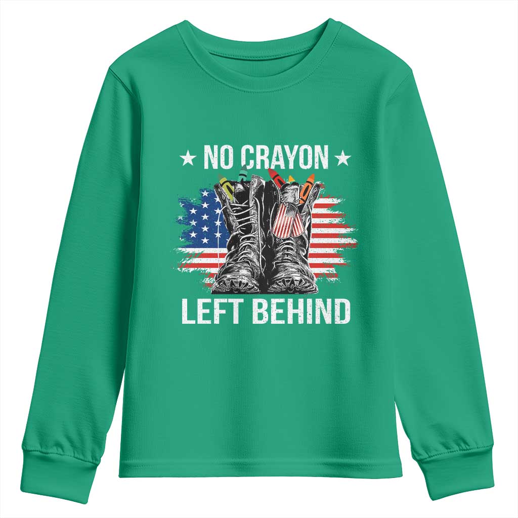 No Crayon Left Behind Youth Sweatshirt Corps Squad Military Our Marine Troop Combat Boots - Wonder Print Shop