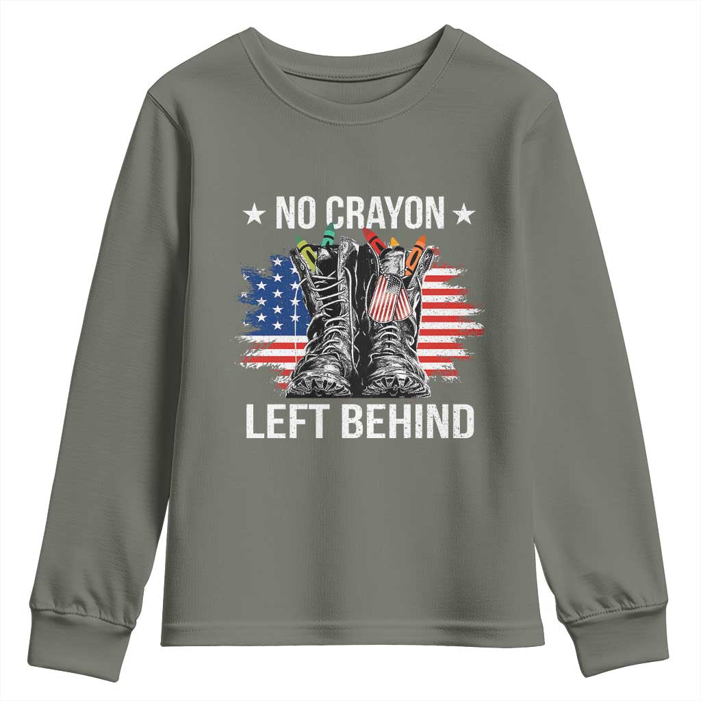 No Crayon Left Behind Youth Sweatshirt Corps Squad Military Our Marine Troop Combat Boots - Wonder Print Shop