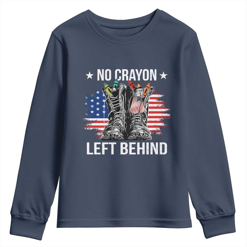 No Crayon Left Behind Youth Sweatshirt Corps Squad Military Our Marine Troop Combat Boots - Wonder Print Shop