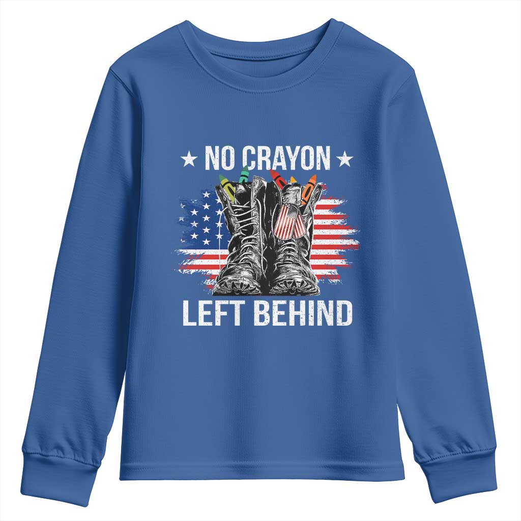 No Crayon Left Behind Youth Sweatshirt Corps Squad Military Our Marine Troop Combat Boots - Wonder Print Shop