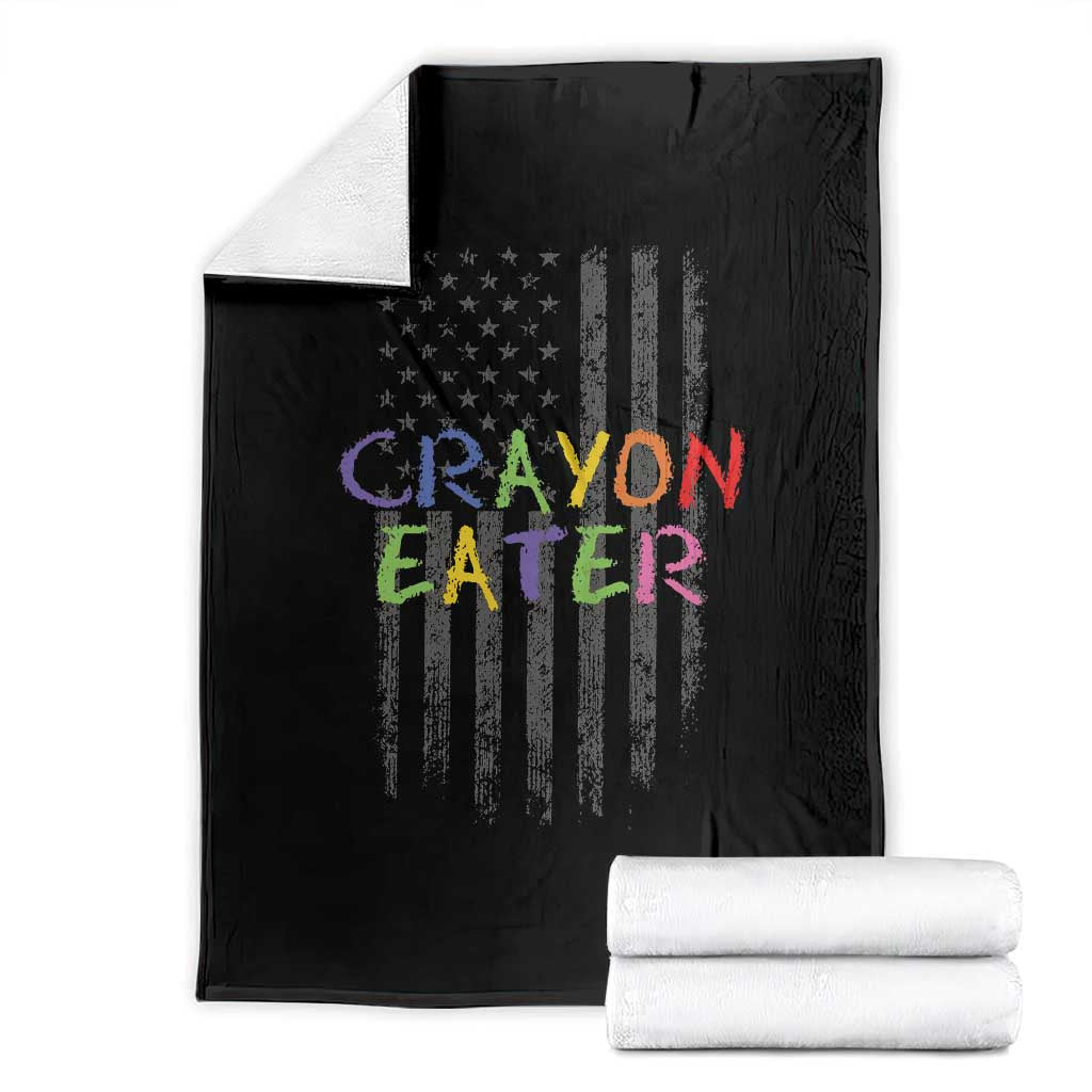 Funny Marine Military Veteran Throw Blanket Crayon Eater American Flag - Wonder Print Shop