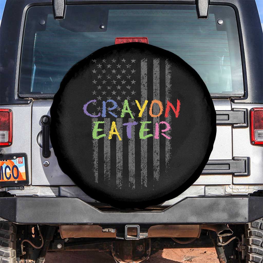 Funny Marine Military Veteran Spare Tire Cover Crayon Eater American Flag - Wonder Print Shop
