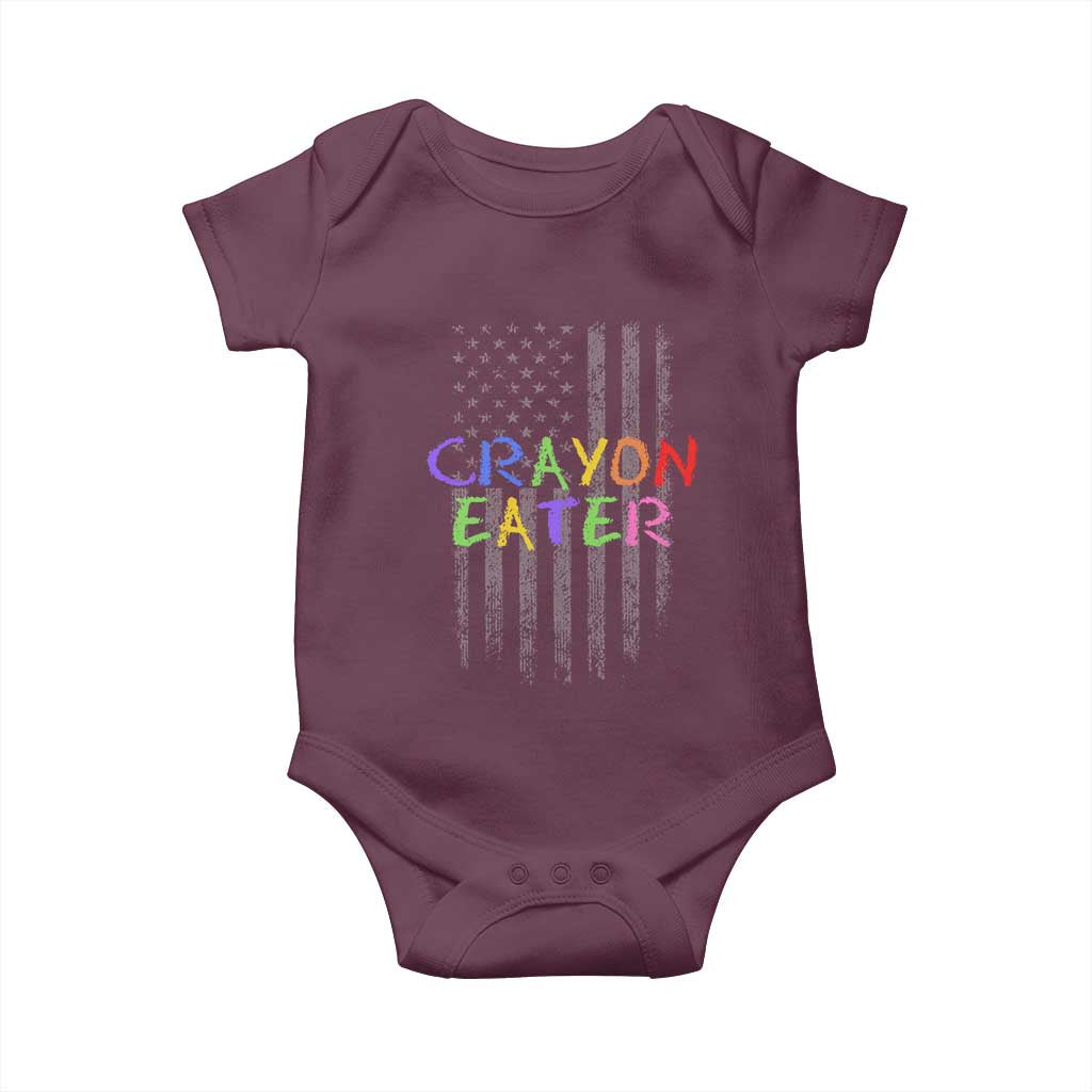 Funny Marine Military Veteran Baby Onesie Crayon Eater American Flag - Wonder Print Shop