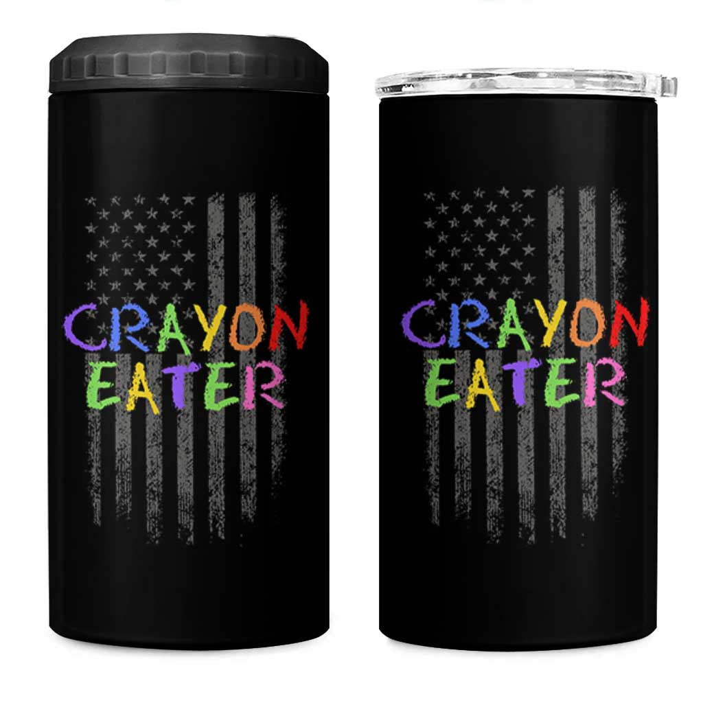 Funny Marine Military Veteran 4 in 1 Can Cooler Tumbler Crayon Eater American Flag - Wonder Print Shop
