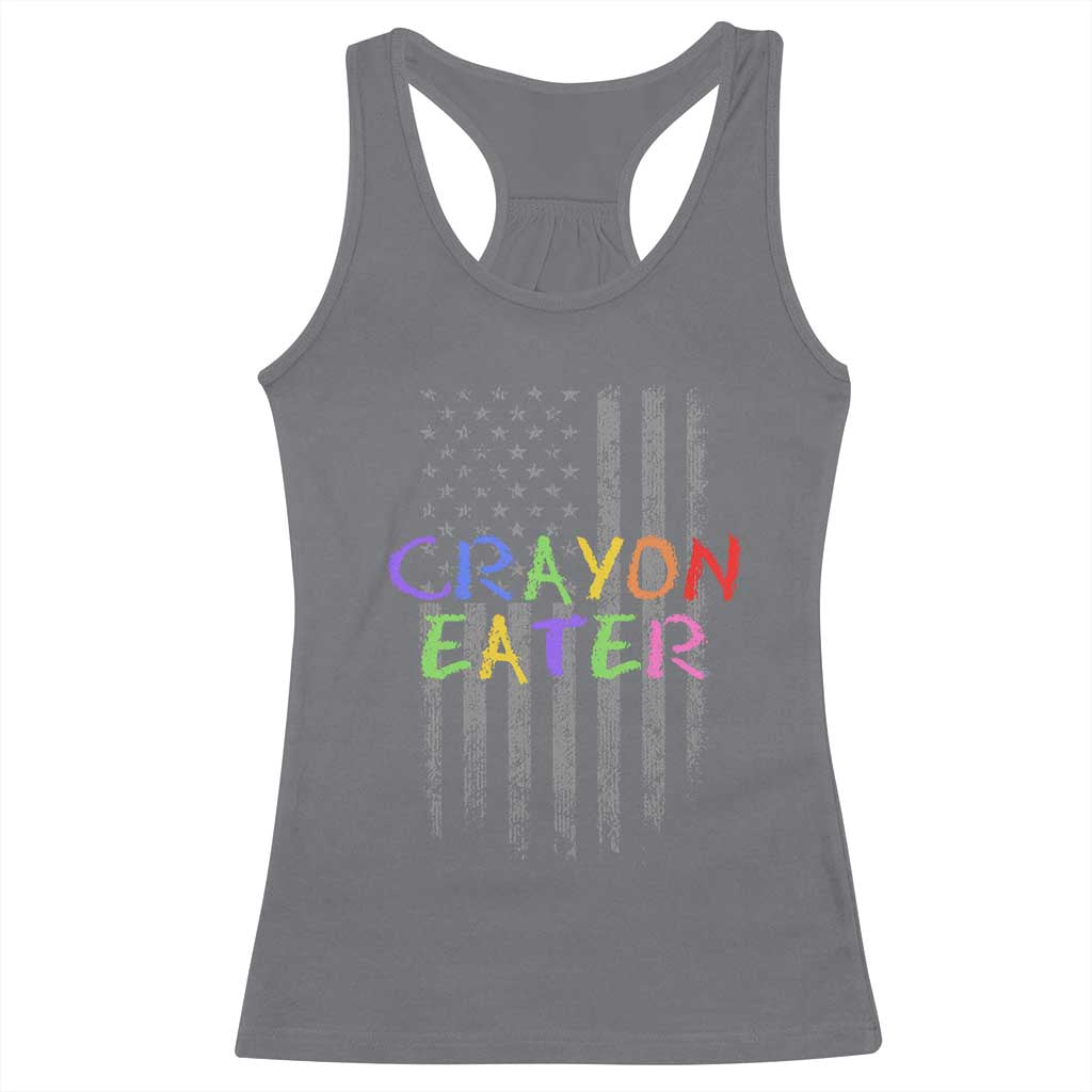 Funny Marine Military Veteran Racerback Tank Top Crayon Eater American Flag - Wonder Print Shop