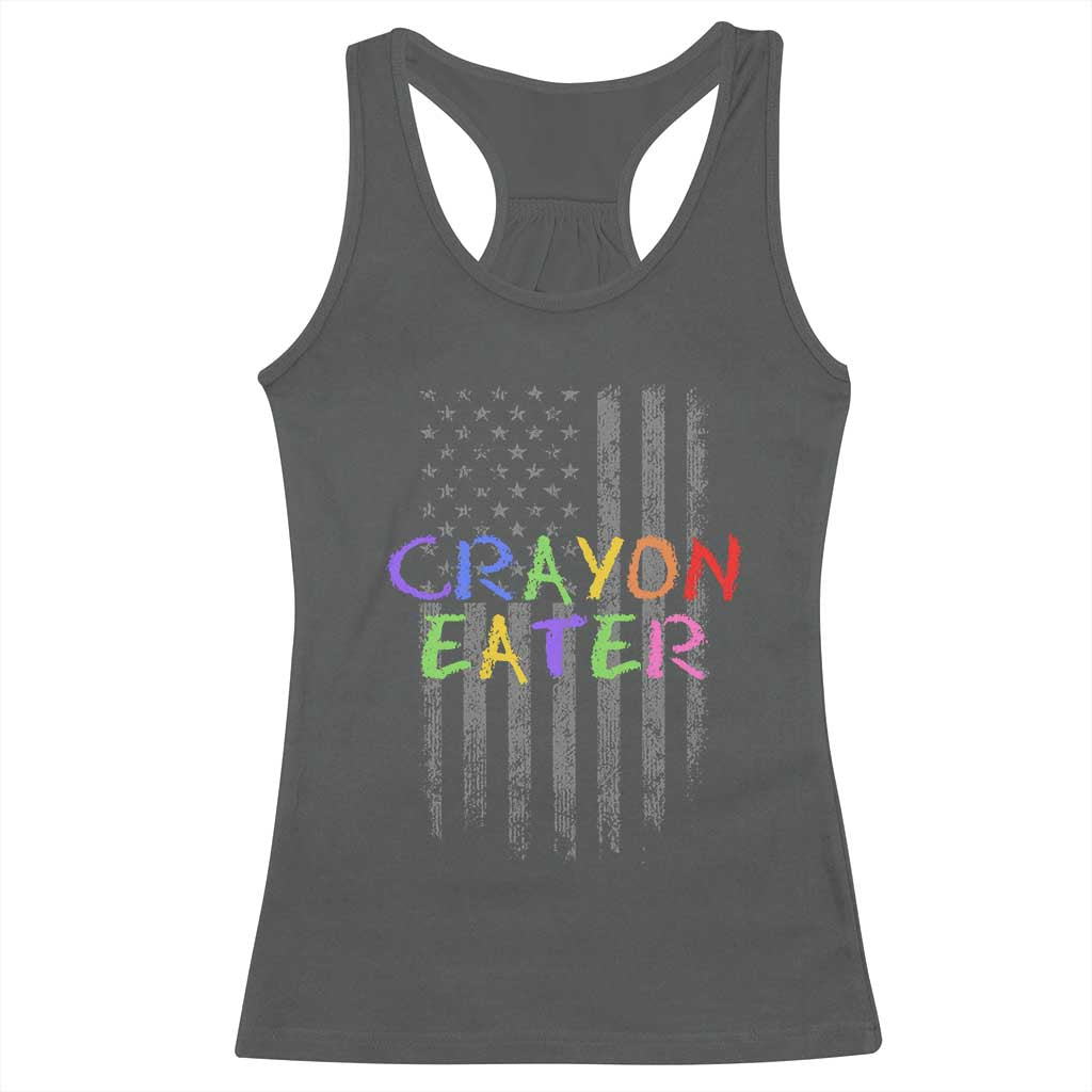 Funny Marine Military Veteran Racerback Tank Top Crayon Eater American Flag - Wonder Print Shop