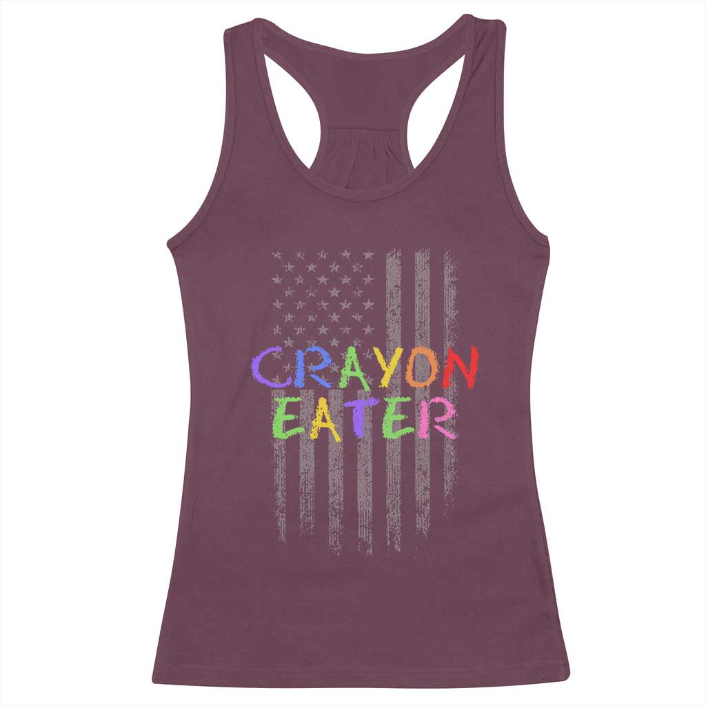 Funny Marine Military Veteran Racerback Tank Top Crayon Eater American Flag - Wonder Print Shop