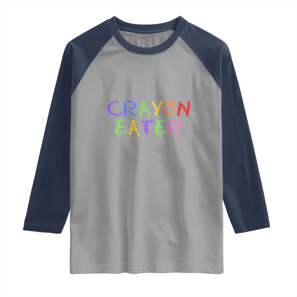 Funny Marine Military Veteran Raglan Shirt Crayon Eater American Flag - Wonder Print Shop