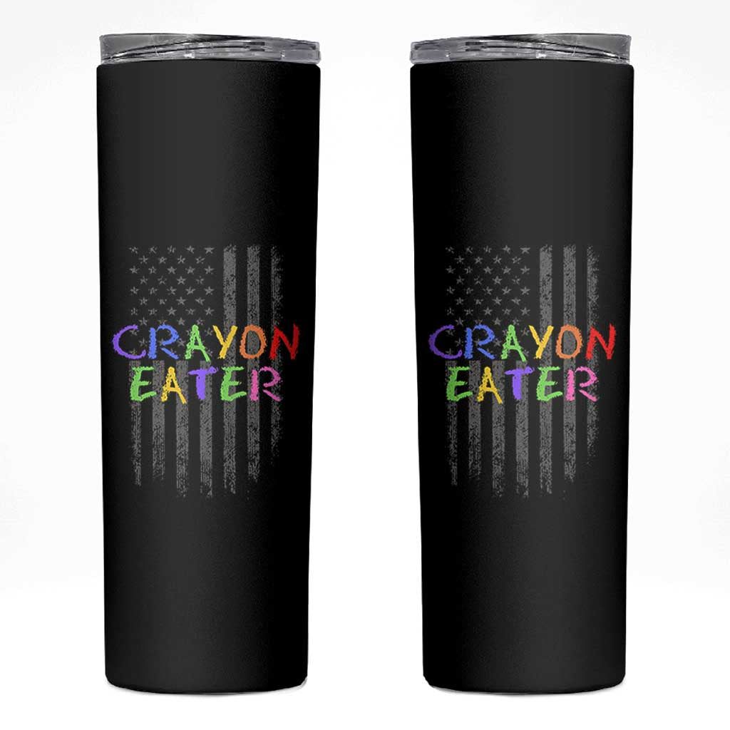 Funny Marine Military Veteran Skinny Tumbler Crayon Eater American Flag - Wonder Print Shop