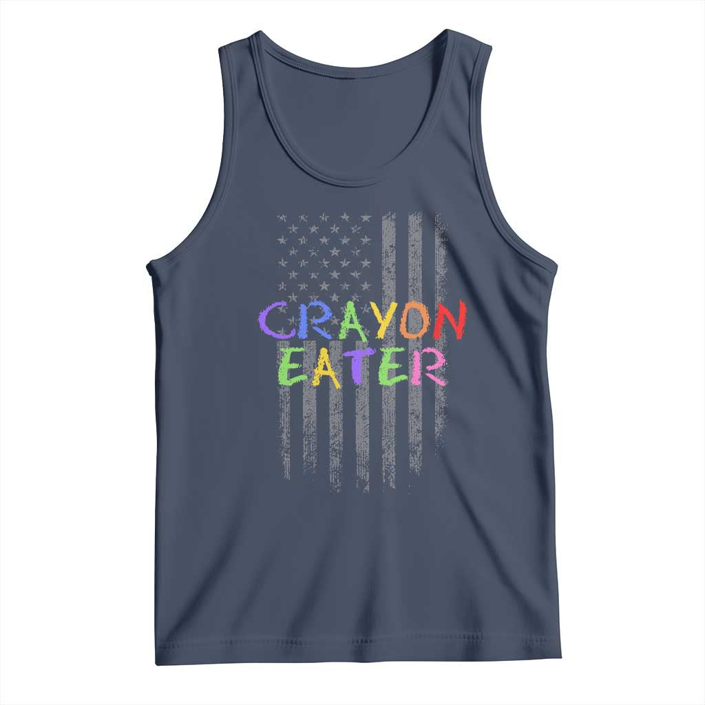Funny Marine Military Veteran Tank Top Crayon Eater American Flag - Wonder Print Shop