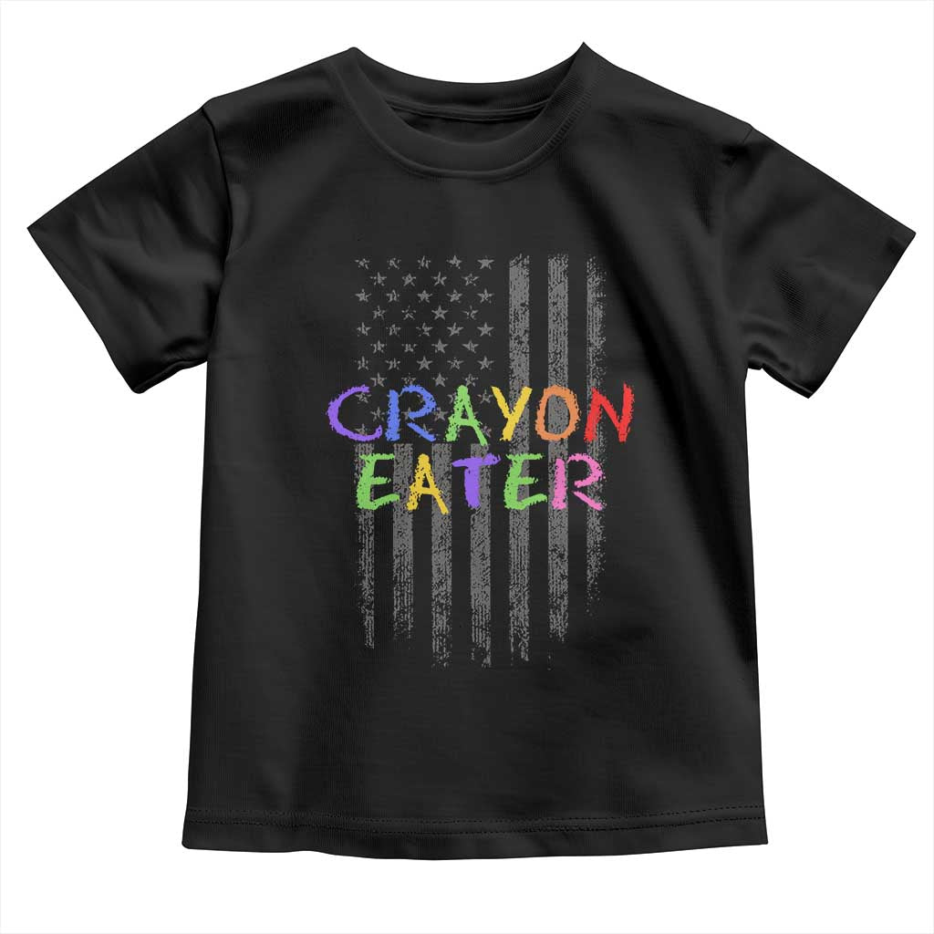 Funny Marine Military Veteran Toddler T Shirt Crayon Eater American Flag - Wonder Print Shop