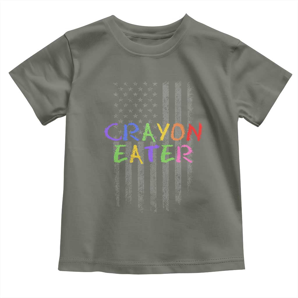 Funny Marine Military Veteran Toddler T Shirt Crayon Eater American Flag - Wonder Print Shop
