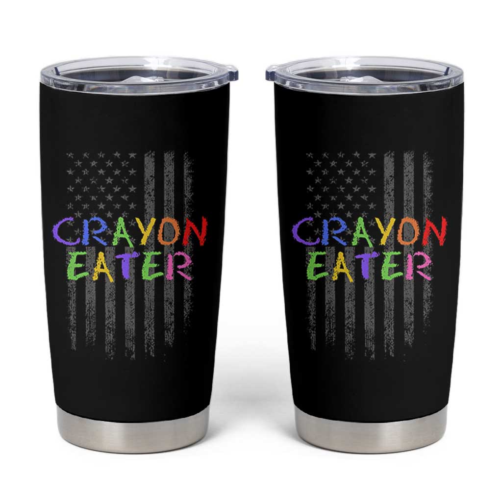 Funny Marine Military Veteran Tumbler Cup Crayon Eater American Flag - Wonder Print Shop