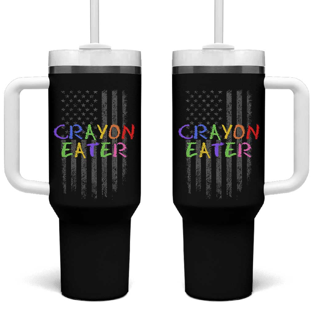 Funny Marine Military Veteran Tumbler With Handle Crayon Eater American Flag - Wonder Print Shop