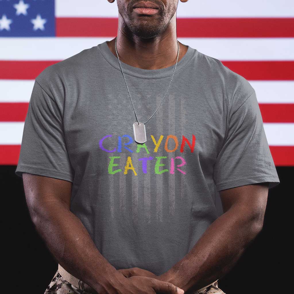 Funny Marine Military Veteran T Shirt Crayon Eater American Flag - Wonder Print Shop