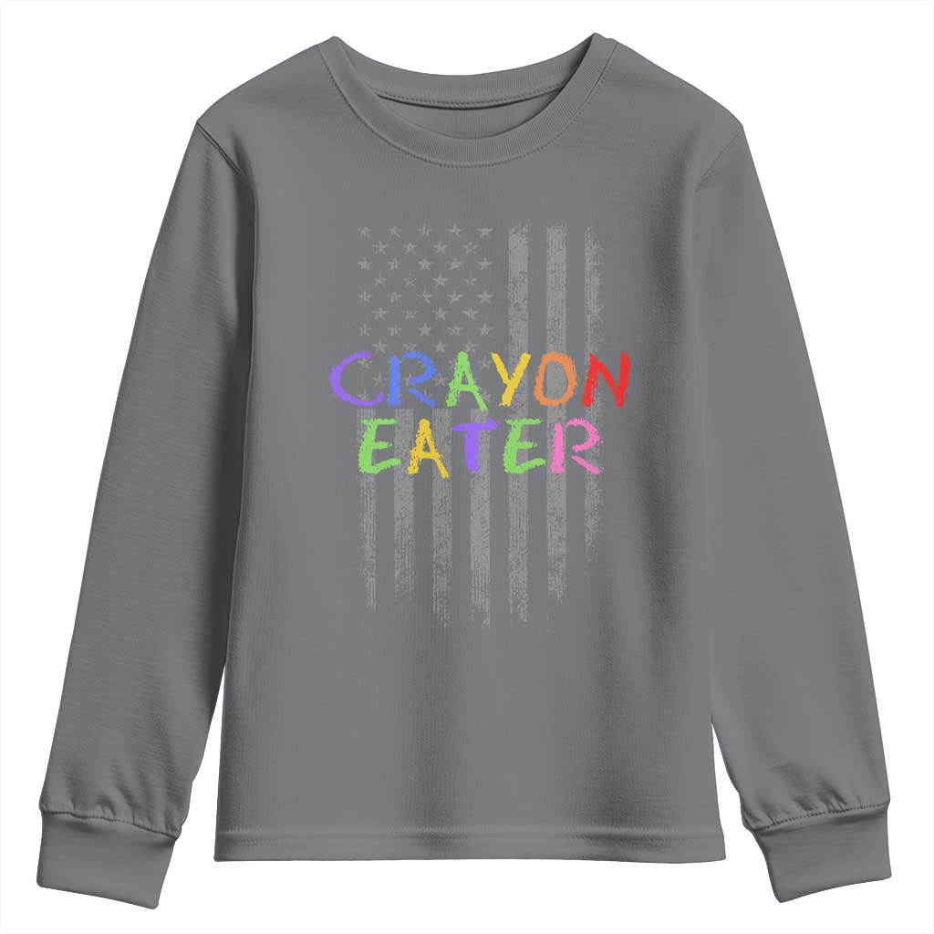 Funny Marine Military Veteran Youth Sweatshirt Crayon Eater American Flag - Wonder Print Shop