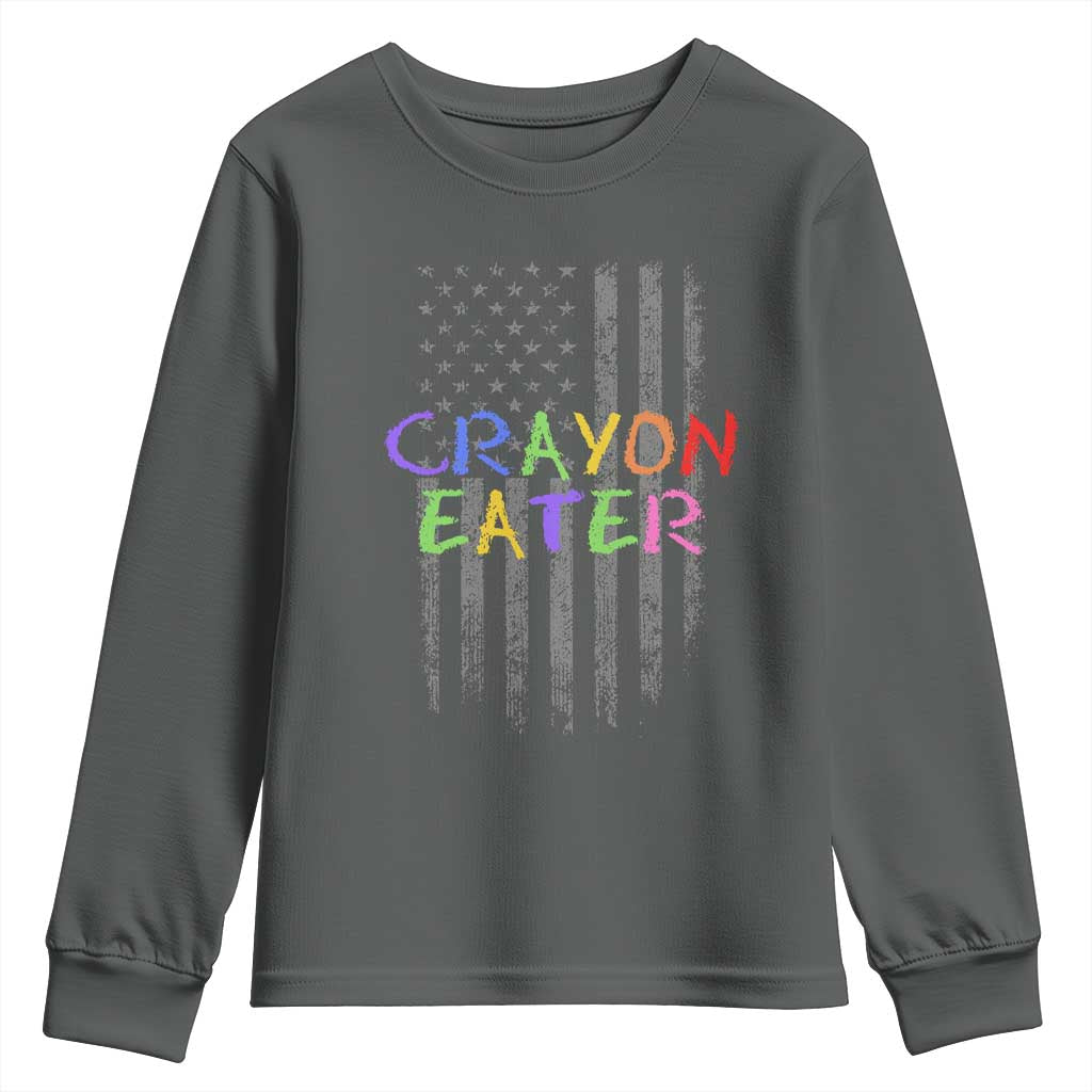 Funny Marine Military Veteran Youth Sweatshirt Crayon Eater American Flag - Wonder Print Shop