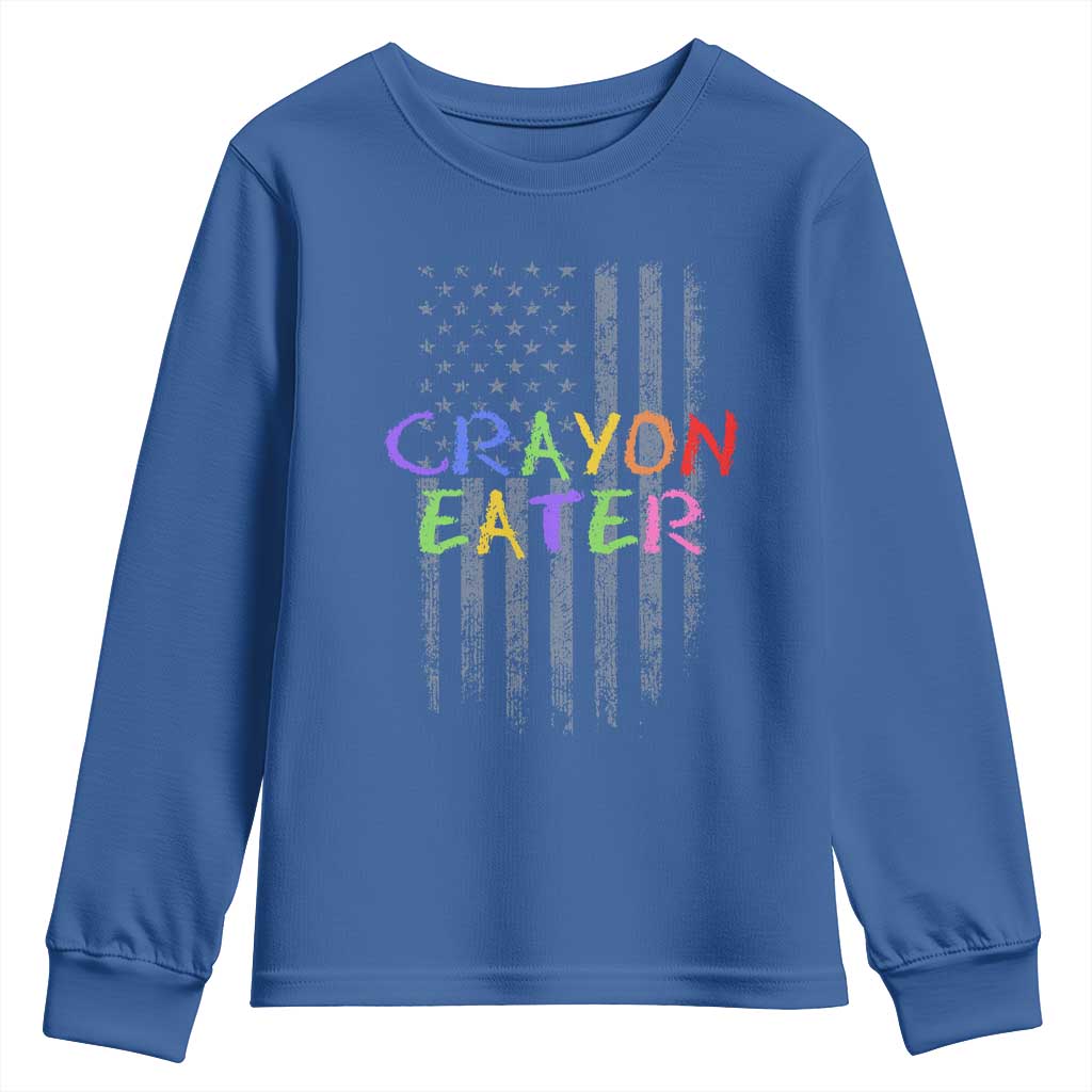 Funny Marine Military Veteran Youth Sweatshirt Crayon Eater American Flag - Wonder Print Shop