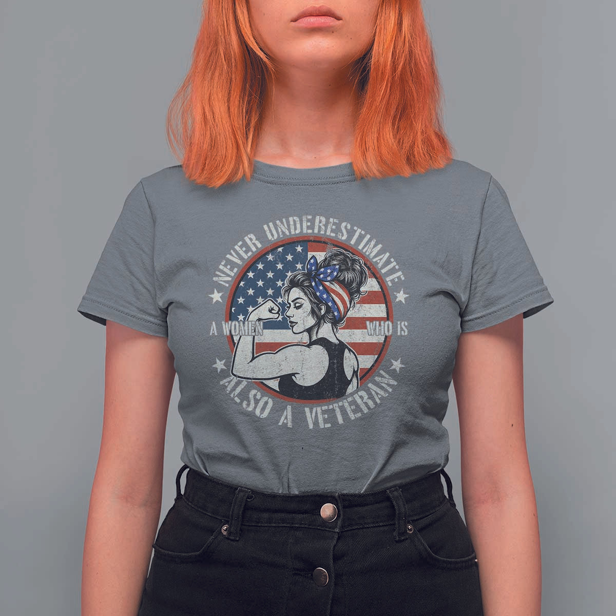 Never Underestimate A Women Who Is Also A Veteran T Shirt For Women Female Veteran - Wonder Print Shop