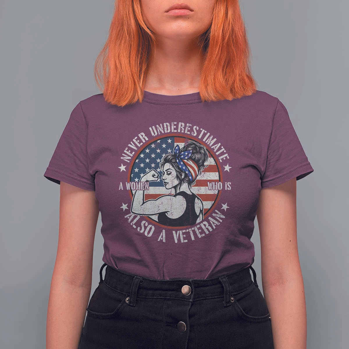 Never Underestimate A Women Who Is Also A Veteran T Shirt For Women Female Veteran - Wonder Print Shop