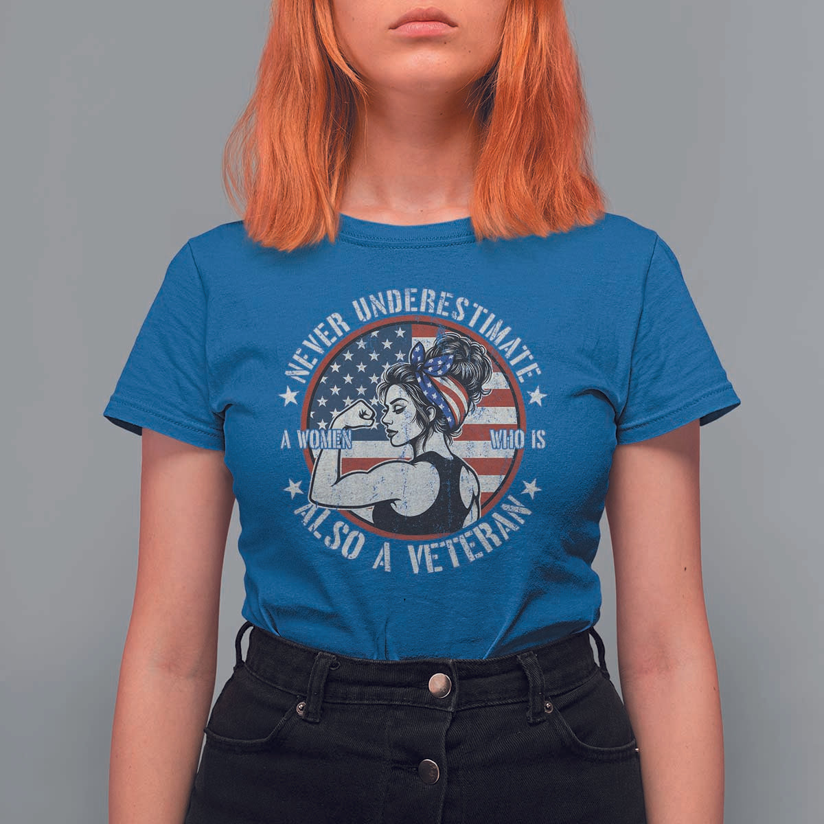 Never Underestimate A Women Who Is Also A Veteran T Shirt For Women Female Veteran - Wonder Print Shop