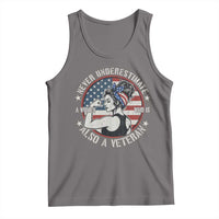 Never Underestimate A Women Who Is Also A Veteran Tank Top Female Veteran - Wonder Print Shop