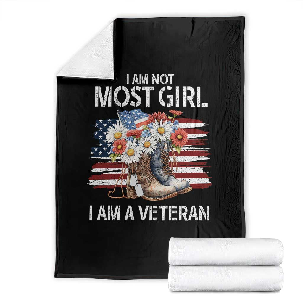 I Am Not Most Girl I Am A Veteran Throw Blanket Female Veteran Combat Boots - Wonder Print Shop
