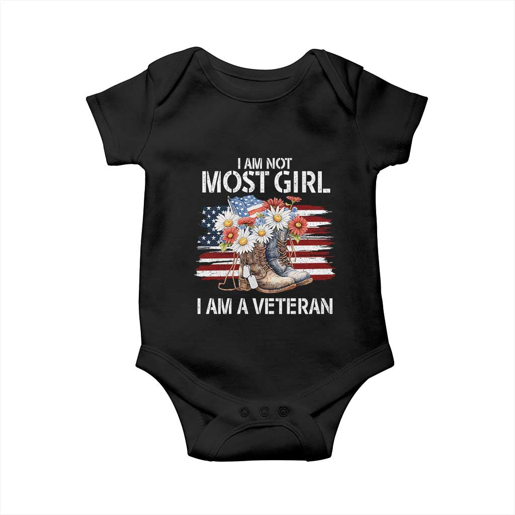 I Am Not Most Girl I Am A Veteran Baby Onesie Female Veteran Combat Boots - Wonder Print Shop