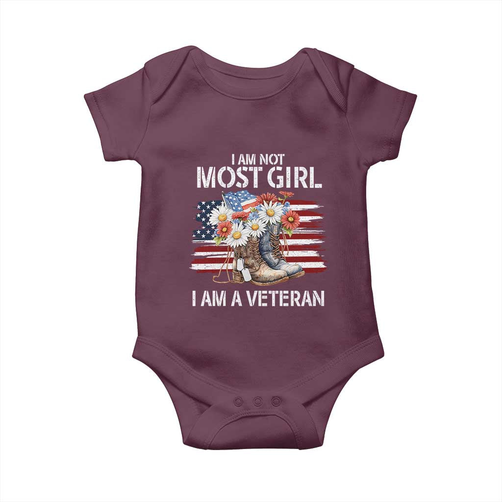 I Am Not Most Girl I Am A Veteran Baby Onesie Female Veteran Combat Boots - Wonder Print Shop