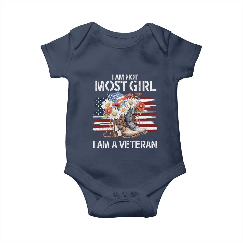 I Am Not Most Girl I Am A Veteran Baby Onesie Female Veteran Combat Boots - Wonder Print Shop