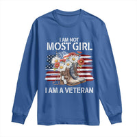 I Am Not Most Girl I Am A Veteran Long Sleeve Shirt Female Veteran Combat Boots - Wonder Print Shop