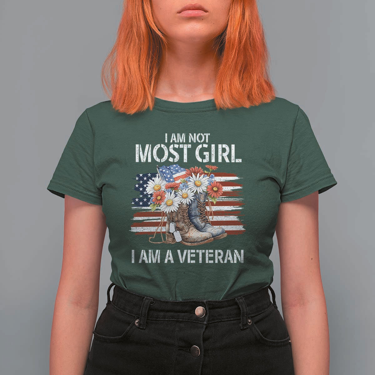 I Am Not Most Girl I Am A Veteran T Shirt For Women Female Veteran Combat Boots - Wonder Print Shop