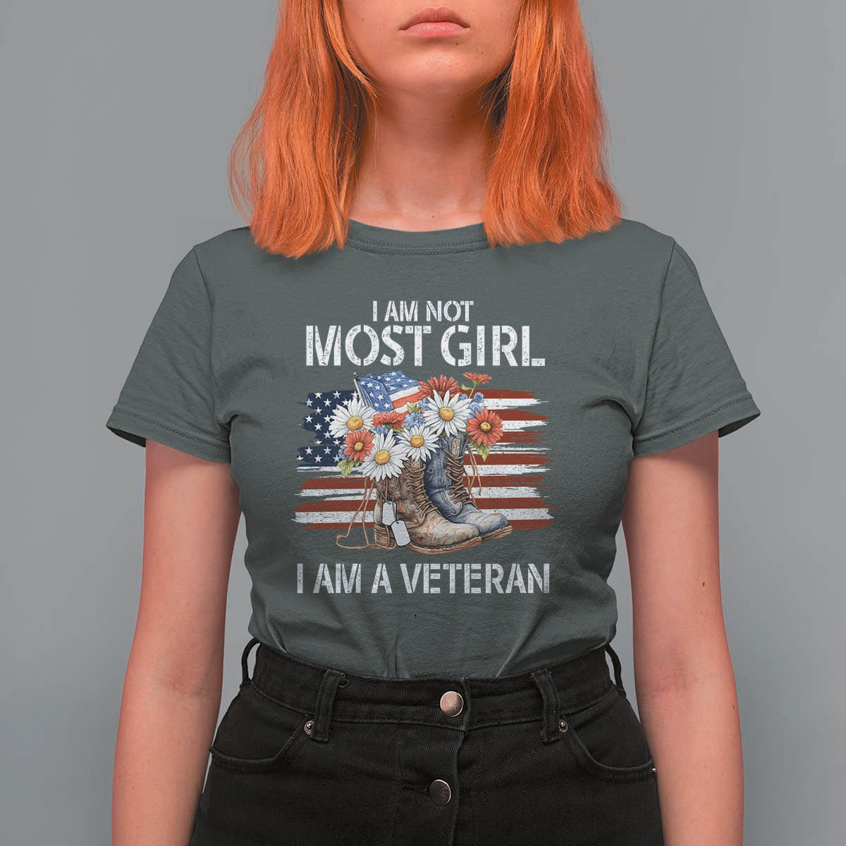 I Am Not Most Girl I Am A Veteran T Shirt For Women Female Veteran Combat Boots - Wonder Print Shop