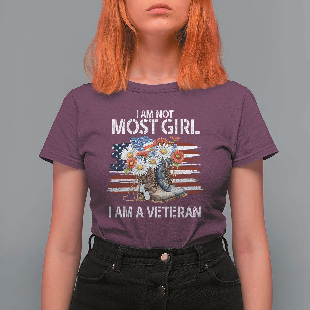 I Am Not Most Girl I Am A Veteran T Shirt For Women Female Veteran Combat Boots - Wonder Print Shop