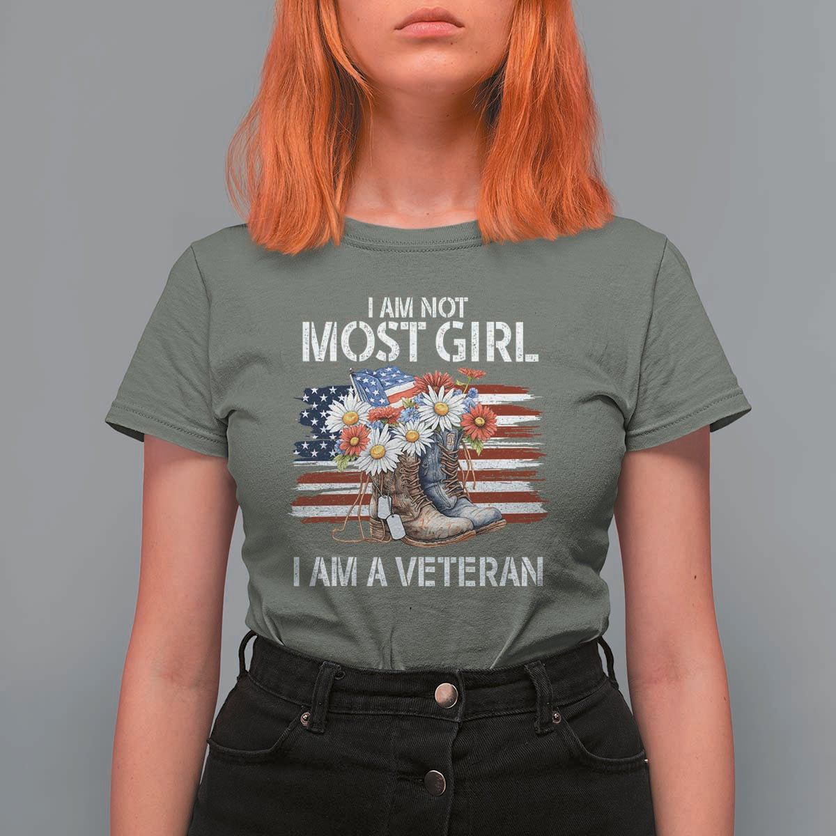 I Am Not Most Girl I Am A Veteran T Shirt For Women Female Veteran Combat Boots - Wonder Print Shop