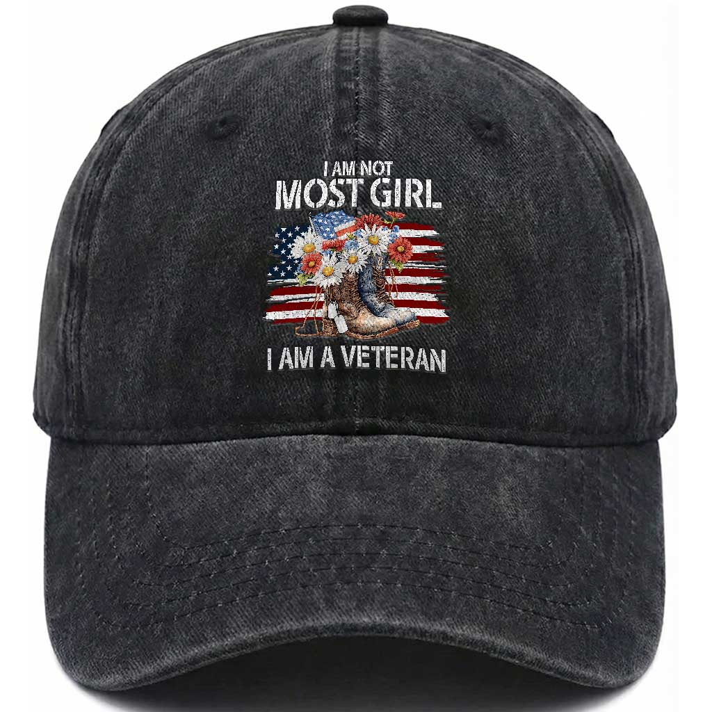 I Am Not Most Girl I Am A Veteran Washed Cotton Baseball Cap Female Veteran Combat Boots