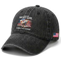 I Am Not Most Girl I Am A Veteran Washed Cotton Baseball Cap Female Veteran Combat Boots