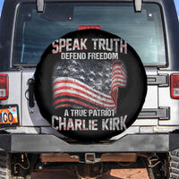 Speak Truth Defend Freedom A True Patriot Charlie Kirk Spare Tire Cover Vintage American Flag - Wonder Print Shop