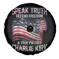 Speak Truth Defend Freedom A True Patriot Charlie Kirk Spare Tire Cover Vintage American Flag - Wonder Print Shop