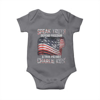 Speak Truth Defend Freedom A True Patriot Charlie Kirk Baby Onesie Vintage American Flag - Wonder Print Shop