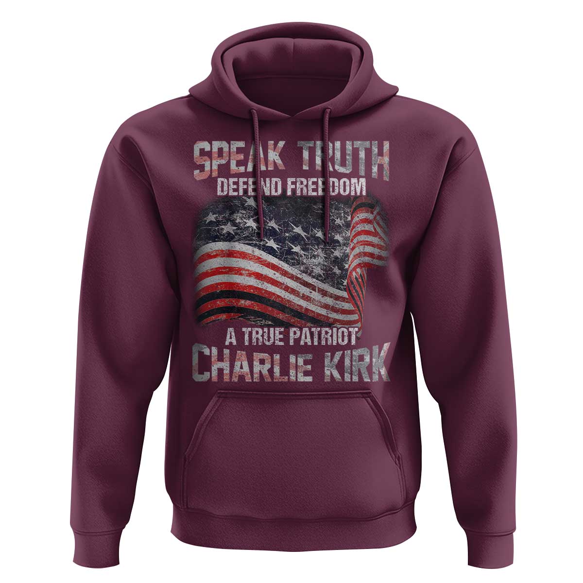 Speak Truth Defend Freedom A True Patriot Charlie Kirk Hoodie Vintage American Flag - Wonder Print Shop