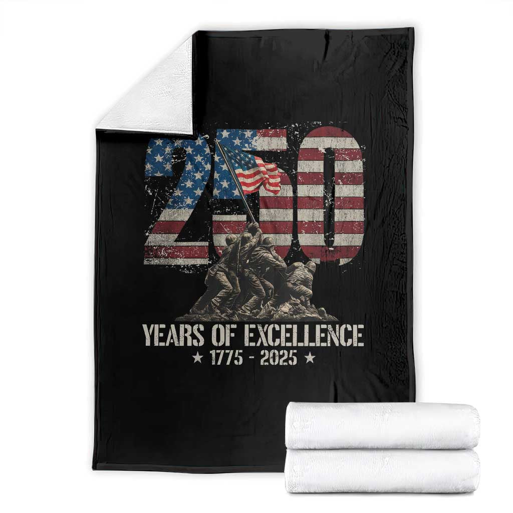 250 Years Of Excellence Throw Blanket 250th US Military Birthday Iwo Jima - Wonder Print Shop
