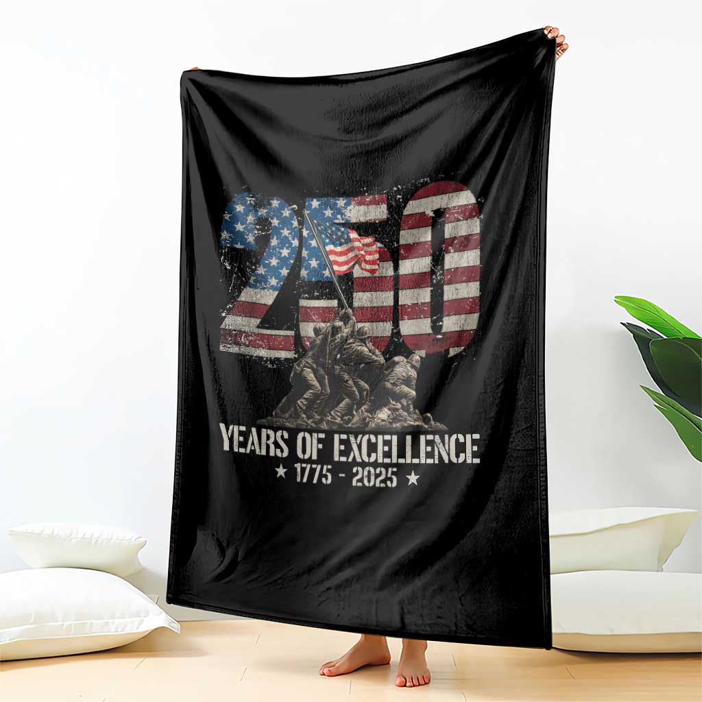 250 Years Of Excellence Throw Blanket 250th US Military Birthday Iwo Jima - Wonder Print Shop