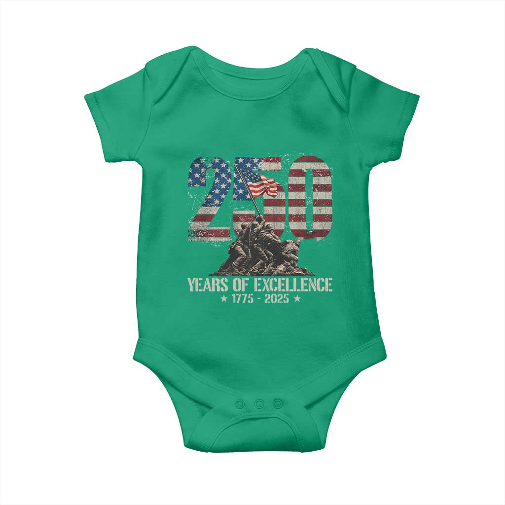 250 Years Of Excellence Baby Onesie 250th US Military Birthday Iwo Jima - Wonder Print Shop